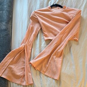 Michael Costello x revolve Peach Bell Sleeve Top